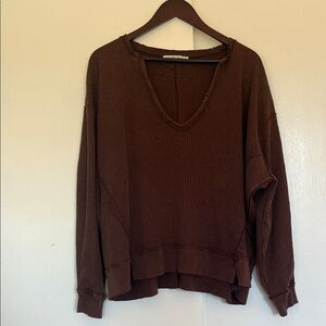 We The Free Brown Crew Neck Sweater
